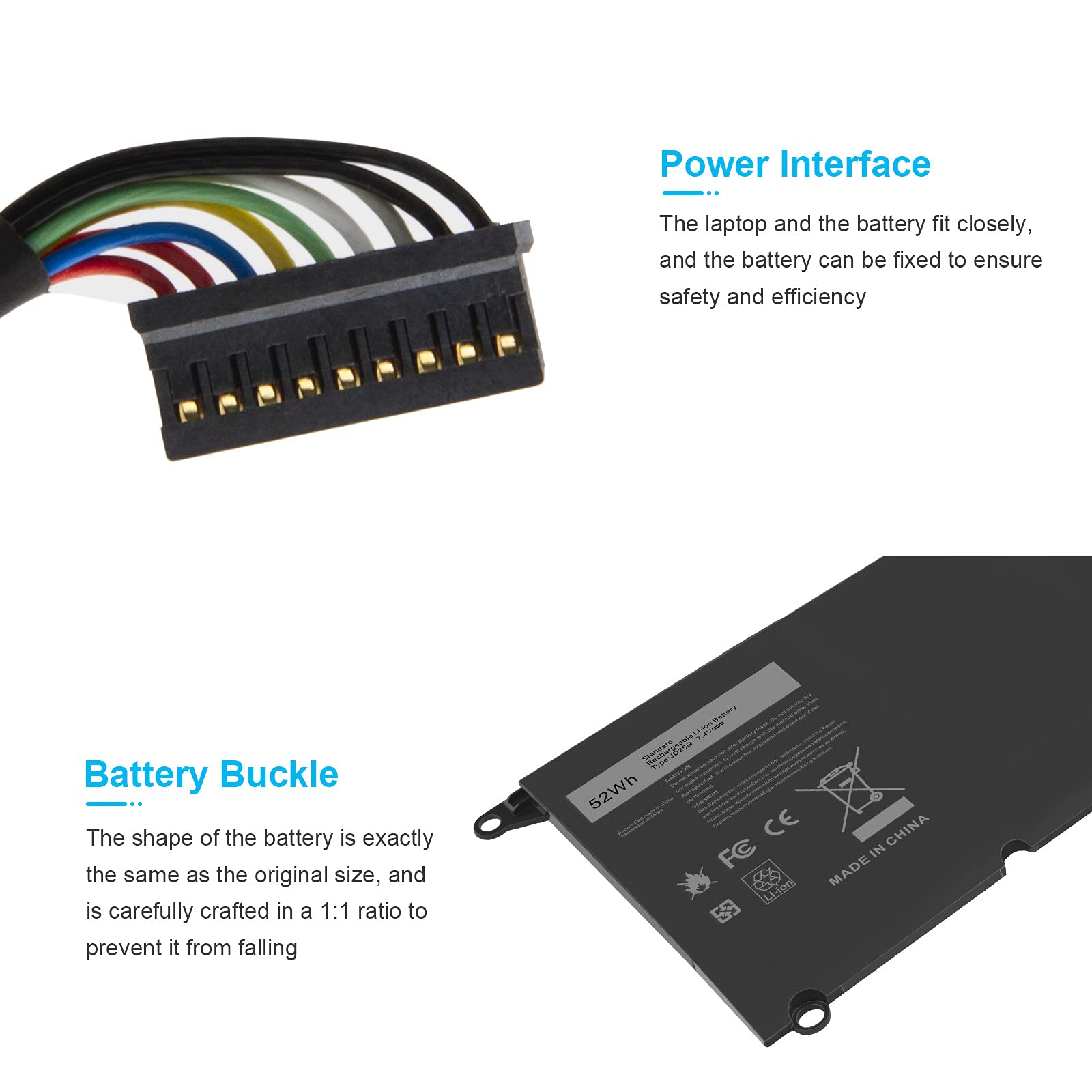 Amazon.com: JD25G 90V7W 0N7T6 P54G 5K9CP JHXPY Laptop Battery